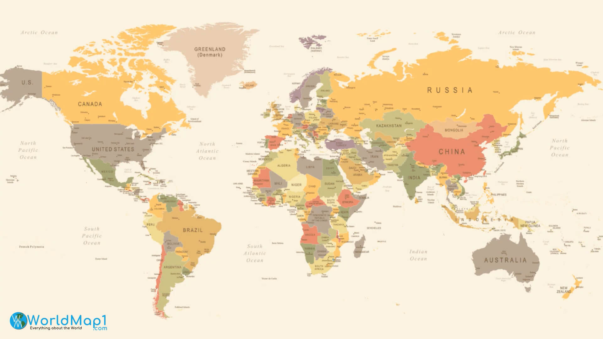 Asia World and Atlantic Ocean Map